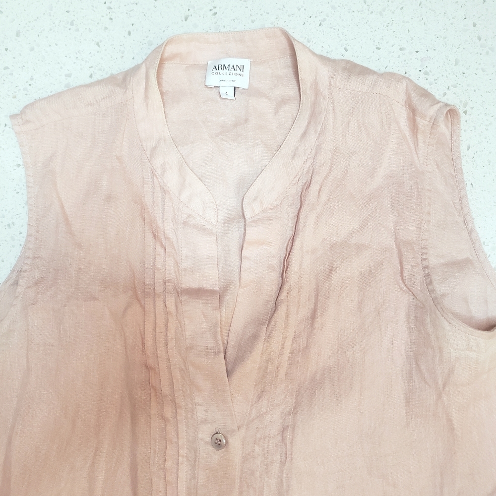 *SOLD* Armani Collezioni | Linen Button-Up Tank Blouse